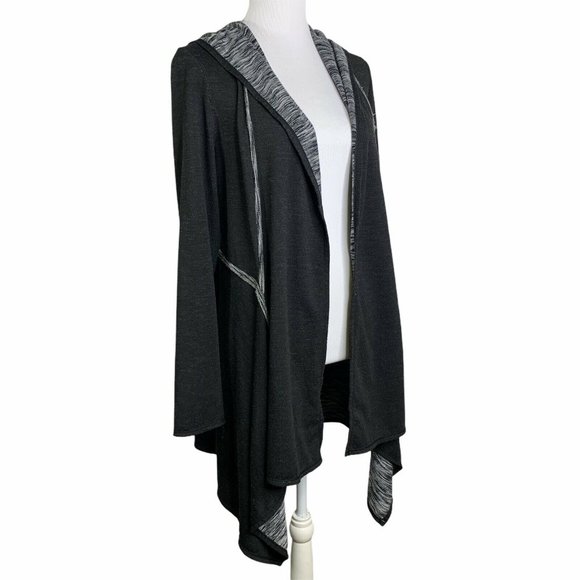 Max Studio Space Dye Open Front Hooded Cardigan - Picture 3 of 10